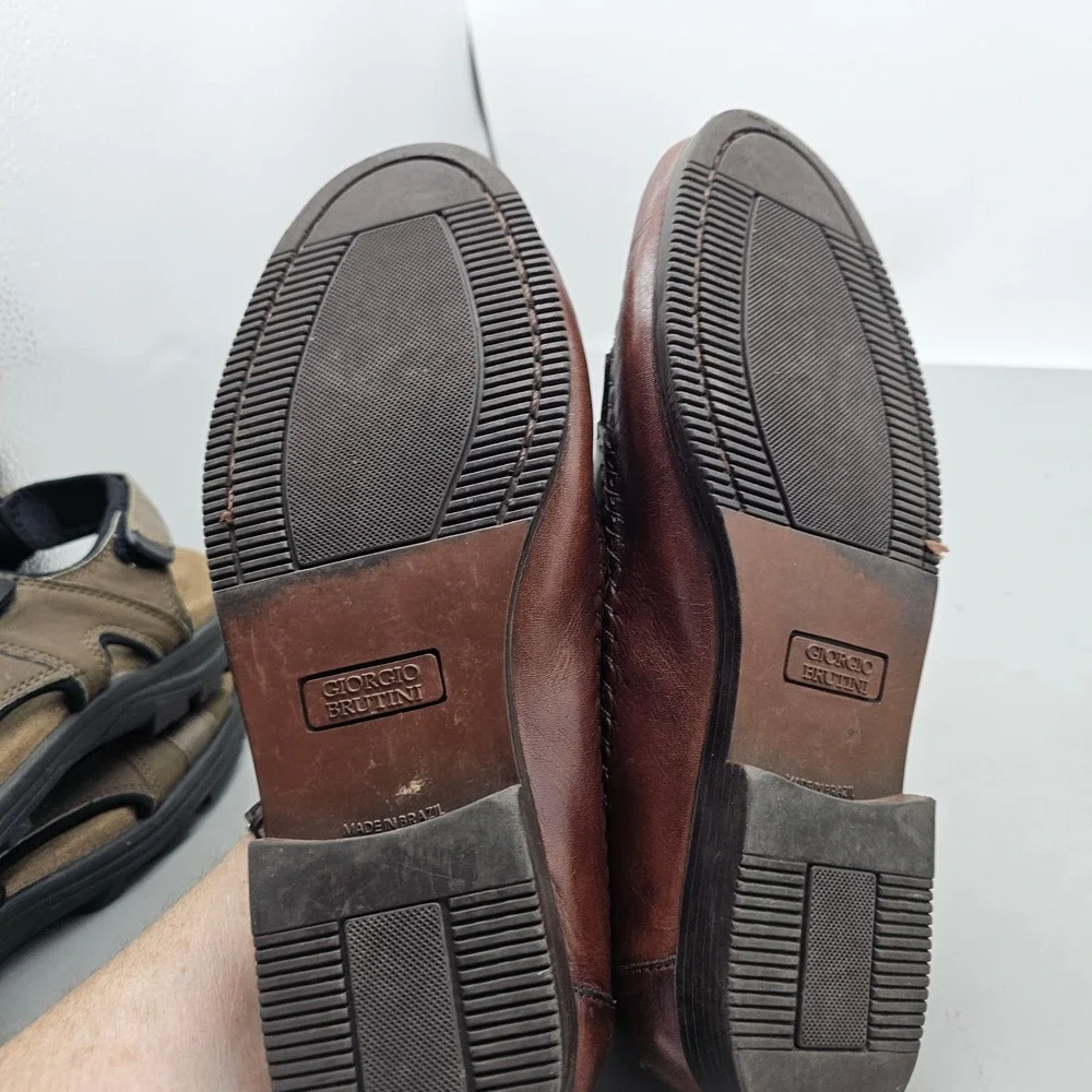 Giorgio Brutini Mens Brown Leather Woven Tassel Loafers 8112 Brazil Size 9 D